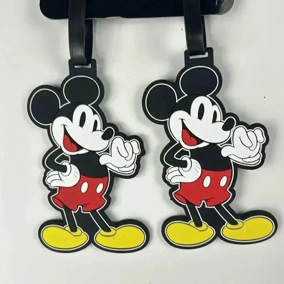 Disney Mickey Mouse Rubber Luggage Tags Set of 2 Bag Tags NWT Large Colorful - Picture 1 of 6